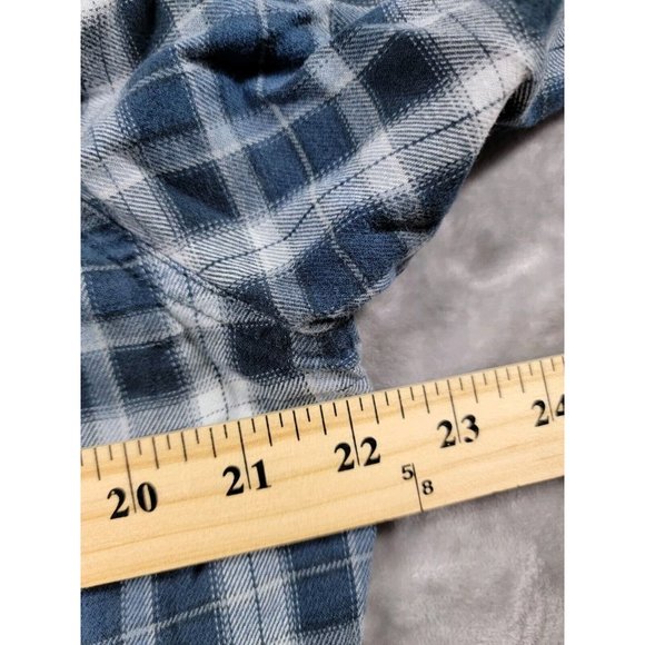 Kuhl Shirt Men's Medium Blue Plaid Dillingr Flannel Button Chest Pocket - Picture 2 of 9